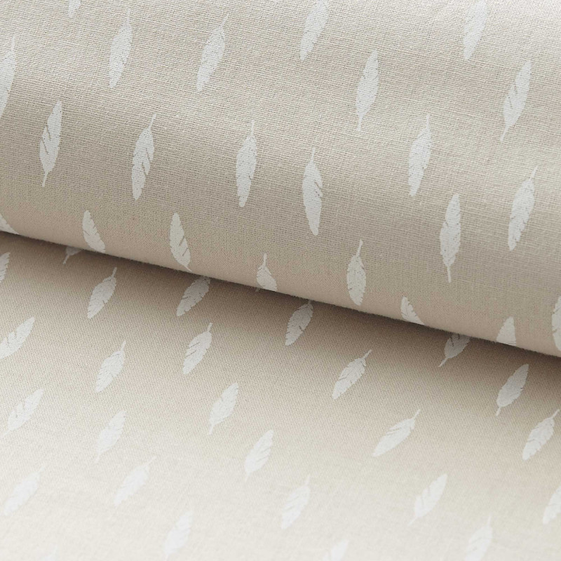 Printed Cotton KIONI Light Taupe / Matte White